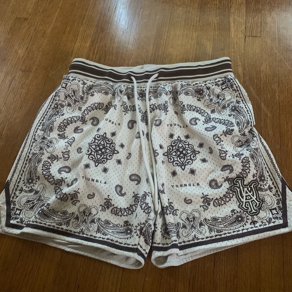 YoungLA off white bandana shorts